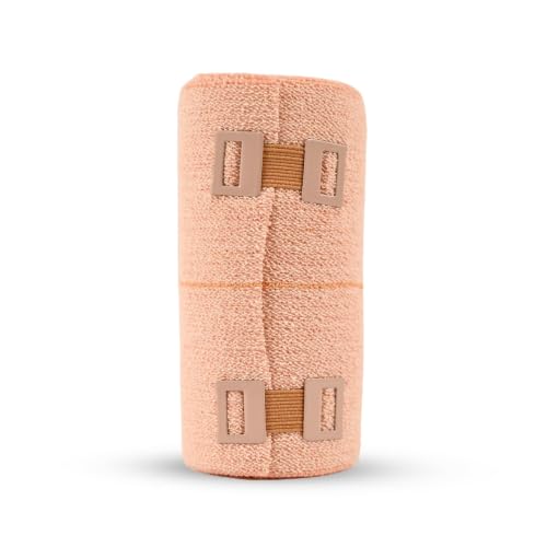 Image of Q DEVICES Elastic Crepe Bandage for Pain Relief (10 cm x 4 m) | Skin-Friendly Breathable Cotton Crepe Bandage for Sports Injuries, Sprains, Joint Support & Varicose Veins