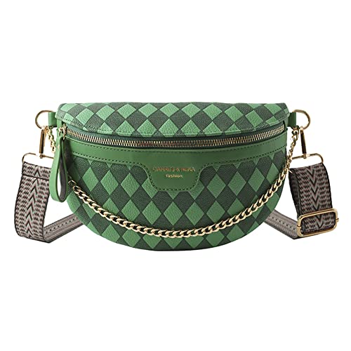 GSenhui Bauchtasche Damen Stylisch, Crossbody Bag Mit Breitem Gurt, Kleine Umhängetasche, Kettentasche Mit Reißverschluss und Abnehmbarem Schultergurt, Handytasche Zum Umhängen