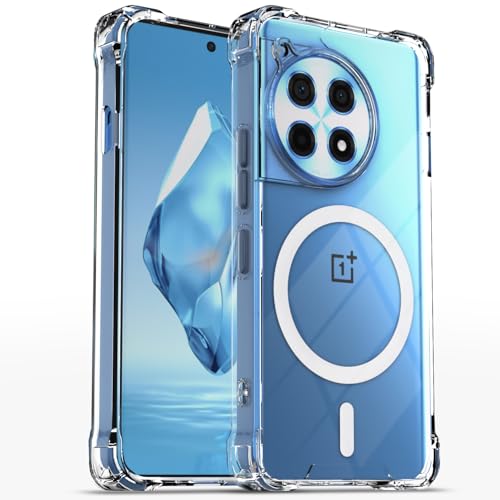 Image of Outlouders Back Cover for OnePlus 12R 5G Mag-Safe Transparent PC + TPU Bumper Case with Magnetic Support Shockproof Protection (Transparent Mag-Safe)
