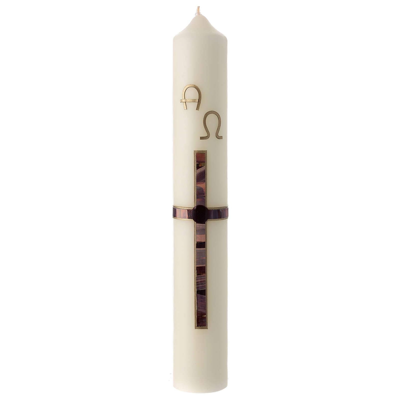 Easter Candle with Brown and Gold Cross 40x6 cm