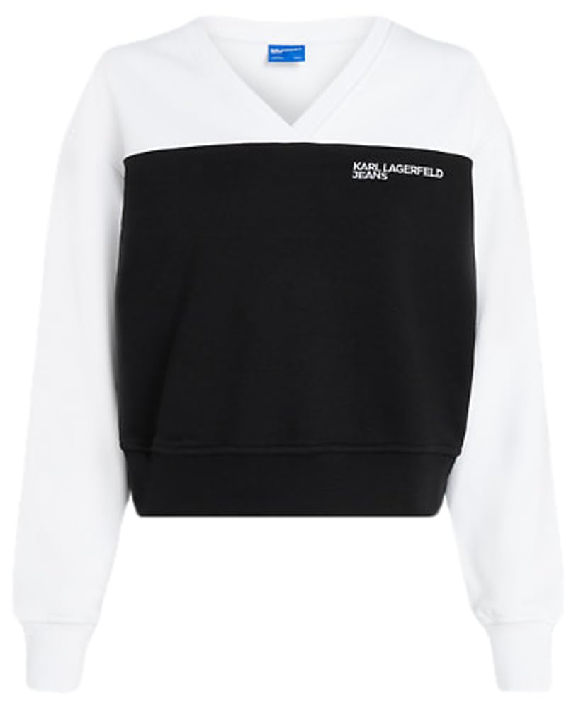 Karl Lagerfeld Jeans, Damen, Blockiertes Sweatshirt Mit V-Ausschnitt, Normale Passform