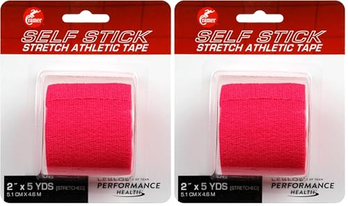Image of Cramer Eco-Flex Self-Stick Stretch Tape, Cohesive Tape, Flexible Elastic Sports Tape, Athletic Training Room Supplies, Easy Tear & Self-Adherent Bandage Wrap, Single 5 Yard Roll, Pink (Pack of 2)