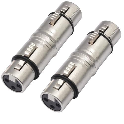 Voluty Tek 3-Pin XLR Female to Female Coupler Adapter XLR Connector for Audio Cables or PA Systems 2pcs
