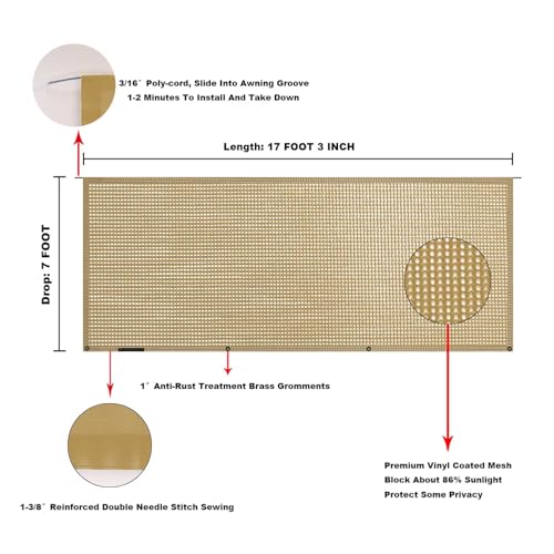 Image of RV Awning Mesh Sun Shade Screen for Motorhome Camper Trailer Sunshade