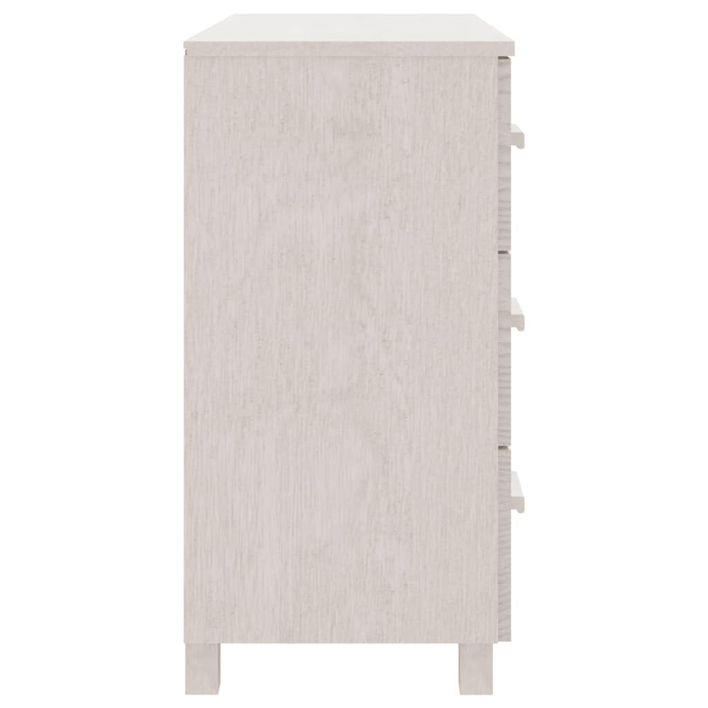 Kredens biały z litego drewna sosnowego, 90 x 40 x 80 cm, z drzwiami i 3 szufladami, schowek do salonu, korytarza, sypialni, praktyczna komoda z drewnianymi uchwytami i półką