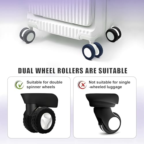 8Pcs Luggage Wheel Covers,Silicone Suitcase Cover for 2-2.4'' Spinner Wheel, Carry On Luggage Wheels Protector,Upgrade Suitcase Wheels Protective,Essential Travel Accessories (Black-L)3