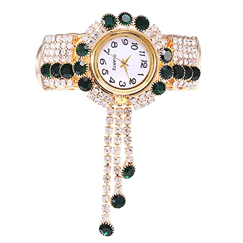 CdyBox Wholesale Women Quartz Watches Alloy Steel Tassel Bracelet Fashion Ladies Bangle Wristwatch Great Gifts (Green)