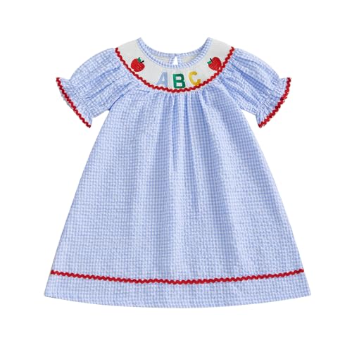 Toddler Little Baby Girl Summer Outfit Smocked Dress Puff Short Sleeve Stripes Dresses Kids Boutique Clothing