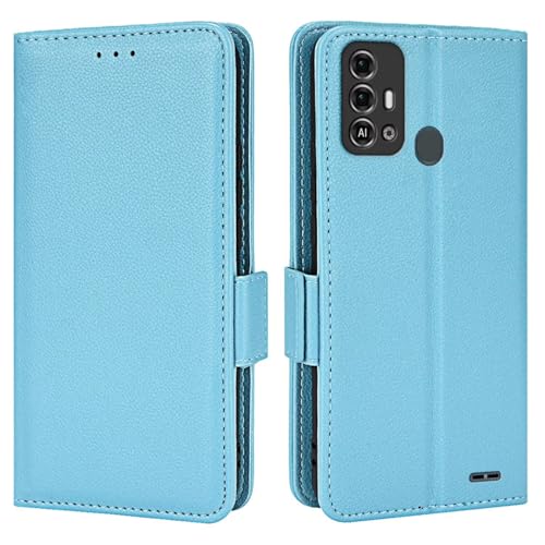Topme Estuche de Cuero para ZTE Blade A53 Pro (6.52' Inches), [ Funda para Teléfono de la Serie con Patrón de Lichi Simple] - Azul Claro