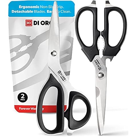 DI ORO® Stainless Steel Kitchen Scissors - Heavy Duty Come-Apart Kitchen Shears for Poultry, Meat, Herb Cutting and More - Multi-Purpose and Offset Scissors - Dishwasher Safe (2-Piece Set) Cover