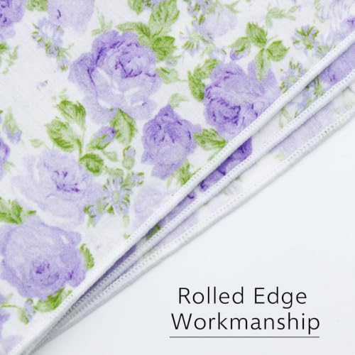 Image of Floral Pocket Squares for Men with Holder Printed Flower Mens Handkerchief Cotton Suit Pocket Hanky for Wedding