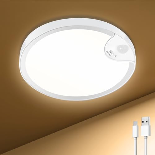 Top 10 Best Motion Sensor Light for Bathroom Reviews 2 Rechargeable Motion Sensor Closet Light - IP54 Waterproof Shower Light Indoor, Wireless Battery Operated Ceiling Lights, 3CCT Cordless Motion Activated Light for Shower Bathroom Stairs Hallway