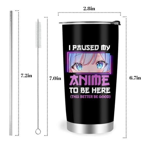 Image of Anime Lover Stainless Steel Tumbler 20oz - Gifts for Girls, Women, Japanese Merch, Birthday Kawaii Present for Anime Fans