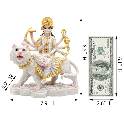 Estatua de Durga Mata de 8.5 pulgadas en color mármol miniatura 4