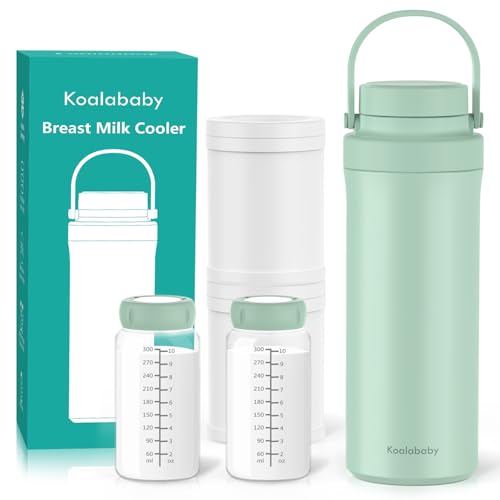 Image of Koalababy 22oz Portable Breast Milk Cooler – 24-Hour Cooling with Frost-Max Technology, Includes 2 Baby Bottles for Breastmilk Storage, Insulated Chiller for Work & Travel, Breastfeeding Essentials