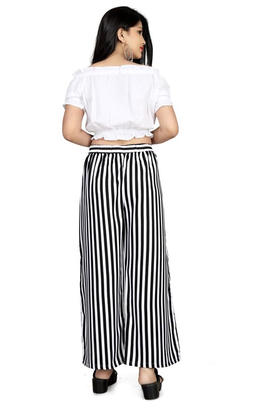 Image of Girls Printed Floral Designer Top & Palazzo Set | Stylish Crop Top and Trouser for Kids girls | 2-Piece Outfit for Girls Age 4-16 Years