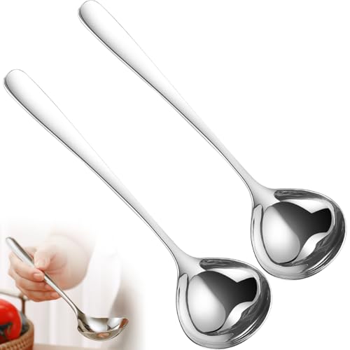 2 Stück Suppenkelle Edelstahl,Schöpflöffel,Klein Soßenlöffel Saucenlöffel,Schöpfkelle Soßenkelle,Lang Suppenlöffel Set,Silber Suppenschöpfer Dressinglöffel,Saucenkelle Sauce,Gerade Löffel 2 Stück Suppenkelle Edelstahl,Schöpflöffel,Klein Soßenlöffel Saucenlöffel,Schöpfkelle Soßenkelle,Lang Suppenlöffel Set,Silber Suppenschöpfer Dressinglöffel,Saucenkelle Sauce,Gerade Löffel