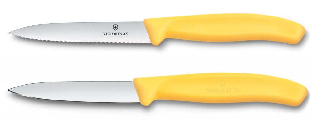 Victorinox Swiss Classic, Tomato and paring Knife Set, 2-piece, Extra Sharp Blade, Plastic Handle, Stainless Steel, Swiss Made, Yellow