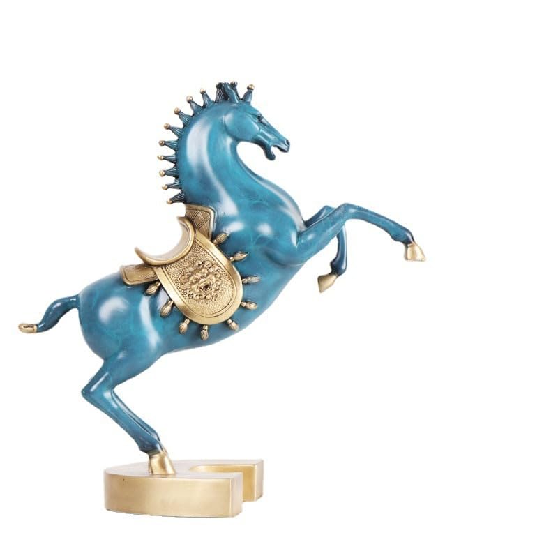 Ręcznie wykonana statua konia Tang w kolorze spalonej miedzi | Rzeźba galopującego ogiera | Wystrój domu i biura w stylu vintage | Figurka skaczącego konia z litej miedzi