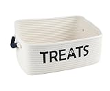 Brabtod Cotton Rope Dog Storage Organizer-Portable Dog Treat Container-Collapsible Storage Box for Dog Treats,Soft Sturdy,Dog Stuff Organizer for Dog Treats/Snacks/Camping essentials