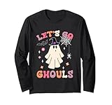 halloween fantasma strega costumi retro groovy let's go ghouls maglia a manica