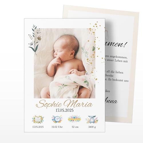 Geburtskarten Baby personalisiert – Dankeskarten Geburt selbst gestalten – ab 10 Stück, DIN A6 – Babykarten mit Foto und Text – individuelle Geburtskarten für Mädchen und Jungen - (Geburt - Motiv 3) Geburtskarten Baby personalisiert – Dankeskarten Geburt selbst gestalten – ab 10 Stück, DIN A6 – Babykarten mit Foto und Text – individuelle Geburtskarten für Mädchen und Jungen - (Geburt - Motiv 3)