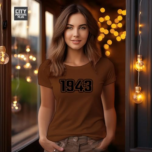 T-shirt 1943 femme marron le cadeau d'anniversaire original