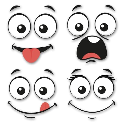 Mülltonnen Aufkleber-Set Gesichter in 21 x 24 4 cm - selbstklebend Witterungsbeständig lustige Sticker für Mülleimer Hausmüll Biomüll Papiermüll - kfz739