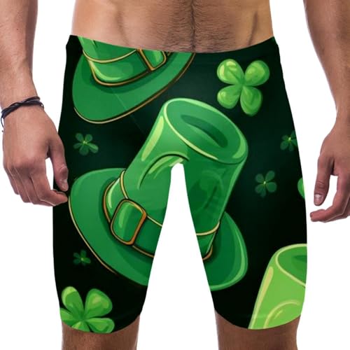 St Patrick's Day Swimsuit for Men & Boys,Competition Lap Swim Suit, Square Leg Endurance Training Multicoloured