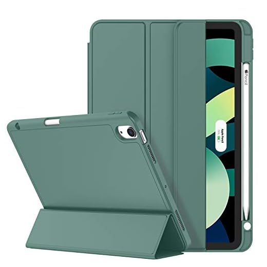 ZryXal iPad Air 11 Inch Case M3 (2025) / M2 (2024), iPad Air 5th (2022) / 4th Generation (2020) 10.9 Inch - Smart Cover with Pencil Holder and Soft TPU Back, Auto Wake/Sleep (New Midnight Green)