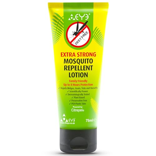 THEYE Mosquito Repellent Cream - Extra Strong/Tropical Strength - 100% Natural Deet Free No Preservatives - Safe Insect/Midge Repellent for Adults Children & The Environment - 75ml