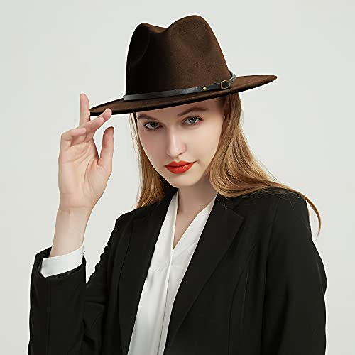 Image of Wide Brim Fedora Hats for Women Men Two Tone Dress Hat Felt Panama Hat in Two Audlt Size