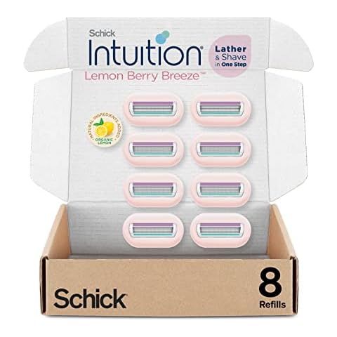 Schick Intuition Refill, Lemon Berry Breeze Razors for Women | Intuition Razor Blades Refill with Organic Lemon, 8 Count Razor Refills Cover