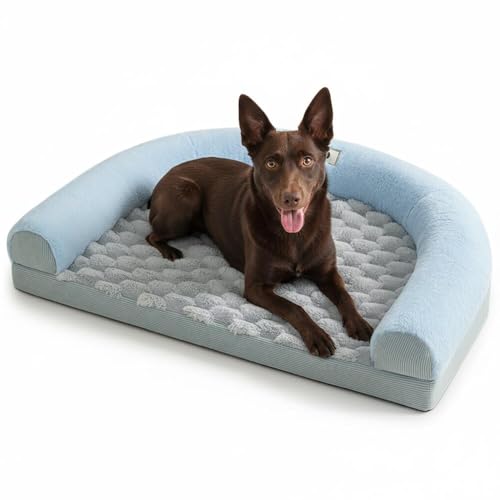 Lifetipsオーストラリアン・ケルピーU型 ペットベッド 犬 猫 クッション ソファ 丸洗い可 滑り止め 保温 四季対応 小型犬 中型犬 大型犬 多頭飼い 快適 枕付き 軽量 カバー取り外し インテリアに馴染む 圧縮梱包 極厚 やわらか 防汚 通気性(