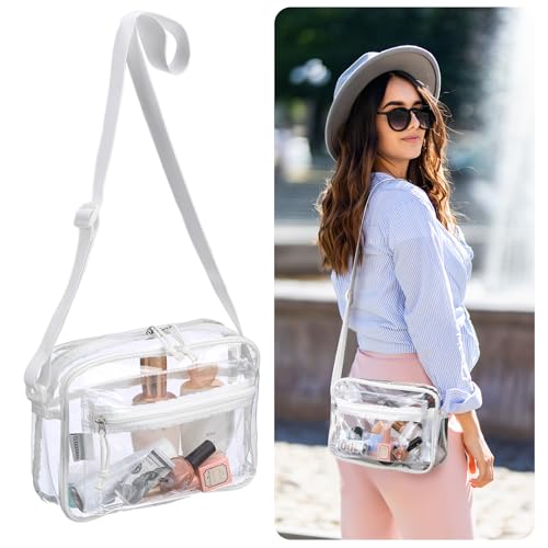 Image of BORMELUN Women's See Through Messenger Bag Clear Stadium Work Crossbody Shoulder Purse