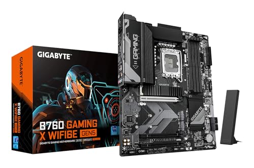 GIGABYTE B760 Gaming X WIFI6E GEN5 Mainboard – Unterstützt Intel Core Prozessoren der 14. Generation, 8+1+1 Phasen VRM, bis zu 5600 MHz DDR5, 3 x PCIe 4.0 M.2, Wi-Fi 6E, 2.5 GbE LAN, USB 3.2 Gen 2