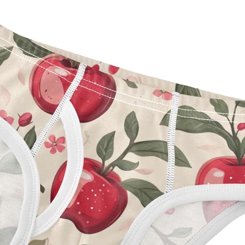 Wusikd Red Apples Cute Boys' Underwear Cotton Green Leaves Boys Briefs Soft Toddler Underwear 2T4
