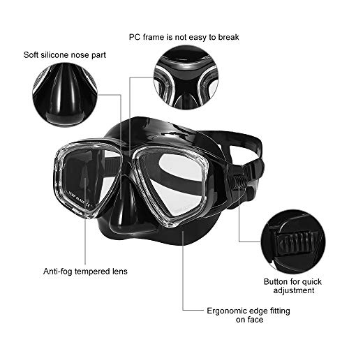 Anself Adultos Máscara de Mergulho Anti-fog Mergulho Snorkeling Máscara de Natação Óculos de Lente d