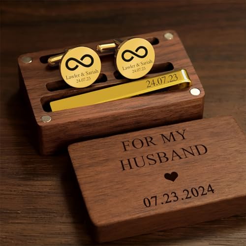 Custom Cufflinks for Men | Personalized Cufflinks & Tie Clip | Engraved Cuff Links for Man | Customized Initial Cufflink | Monogram Gifts for Wedding Groom3