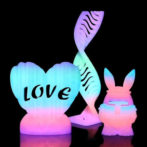 Image of LOVOON 3D Printer Filament Luminous Glow Rainbow PLA,Magic irradiative 3D PLA Filament 1.75mm, for Halloween and Christmas Decorations, Glow-Rainbow 5,1KG(2.2lbs) /Spool