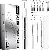 Kit Pulizia Denti Rimuovi Tartaro,Spazzolino a Ultrasuoni Intelligente e Impermeabile IPX7 con 5 Modalità Per Rimozione Placca e Macchie con 5 Testine Intercambiabili e 4 Luce LED per Uso Domestico