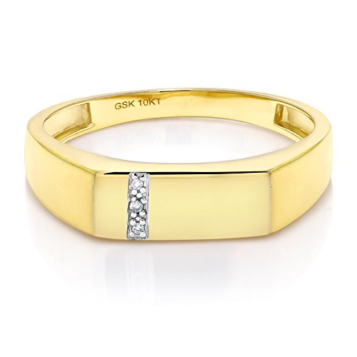 Gem Stone King Men's 10K Solid Yellow Gold White Diamond Wedding Anniversary Ring (Available In Size 7,8,9,10,11,12,13)3