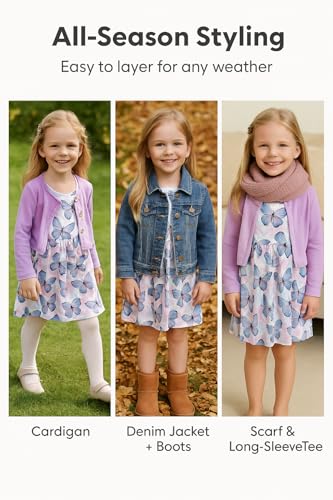 PATPAT Toddler Girl Dress and Cardigan 2 Piece Girl Sleeveless Dress and Ribbed Cardigan Set, 18M-12Y3