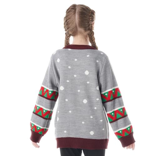 JOYIN Kids Light-Up Reindeer Sweater with 3D Scarf (Grey) - Image 2