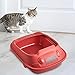 Gralara Semi Enclosed Cat Litter Box, High Sides with Scooper Cat Sand Box Portable Cat Sand Basin Deep Toilet Kitten Toilet for All Kinds of Cat Litter, Red 30x41x16cm