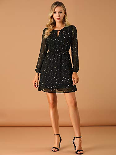 Allegra K Women's Choker V Neck Gilding Metallic Star Halloween Party Flared A-Line Dress3