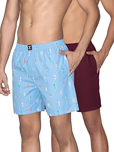 Image of XYXX Men's Surf & Pace Super Combed Cotton Boxer Shorts (Pack of 2)