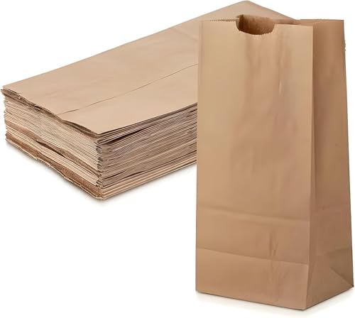 SWIFTSUPPLIES 12lb Kraft Paper Bags - Large (7.85 x 5 x 12 inch) Paper Bags - Brown Paper Lunch Sandwich Bags for Bake Sales, Grocery, Retail, Candy, Farmers Market and Takeout (50)