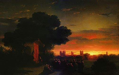 Peinture paysage de Crimée au coucher du soleil pour salon élégant