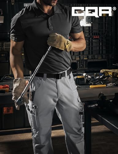 Image of CQR Men's Quick Dry Work Pants, Water Resistant Outdoor Tactical Pants, Lightweight Stretch Cargo Hiking Pants